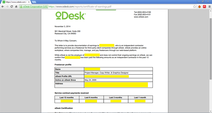 download proof of income from odesk